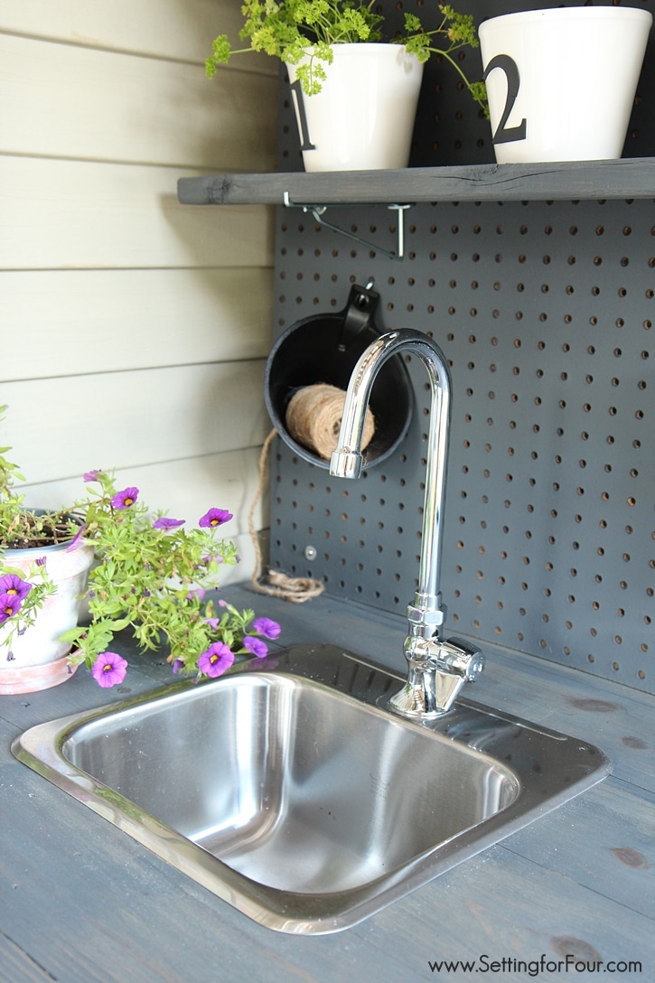 Make it! DIY Potting Bench with Sink - Setting for Four