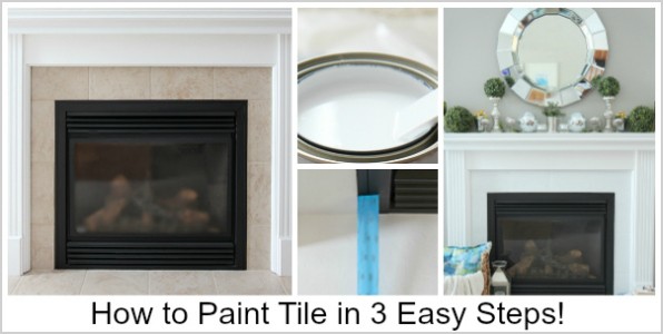 How to Paint Tile for Fireplace How to paint tile in 3 easy steps! No sanding required! www.settingforfour.com