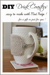 Learn how to make these beautiful DIY Drink Coasters - they are so easy to make with Mod Podge and scrapbook paper! Make a set for your home and for gifts!