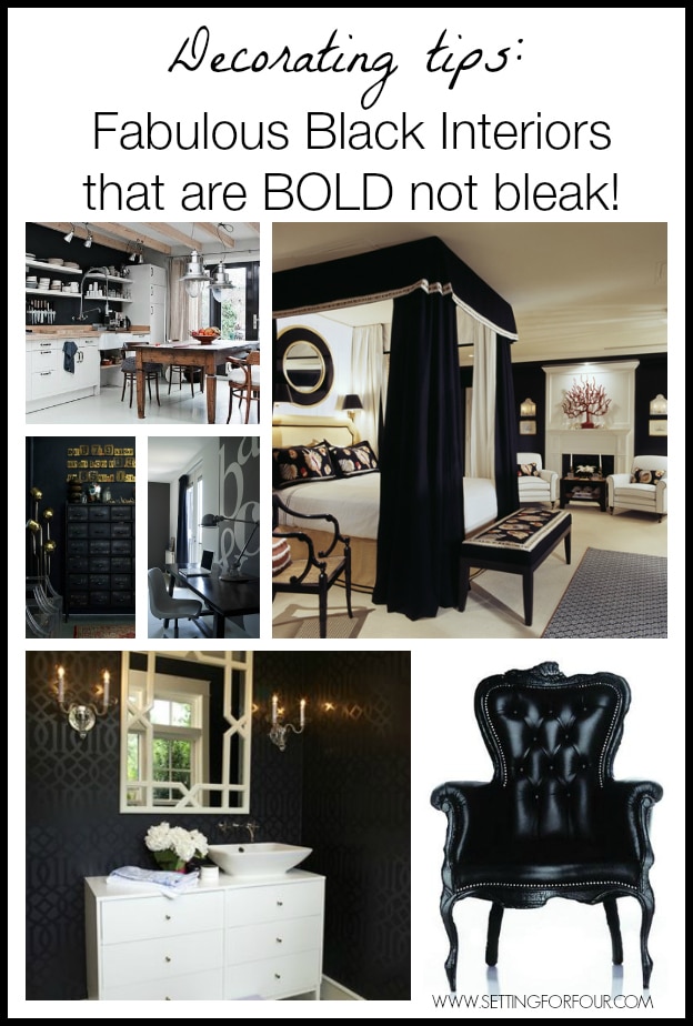 Decorating tips: Fabulous Black Interiors that are BOLD not bleak! | www.settingforfour.com