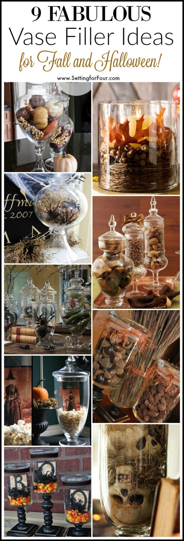 9 Apothecary Jar Fillers, Fall & Halloween Ideas Setting For Four