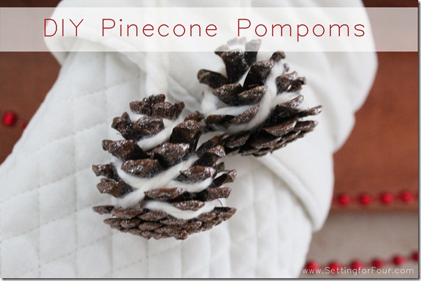DIY Holiday Glitter Pinecone Pompoms
