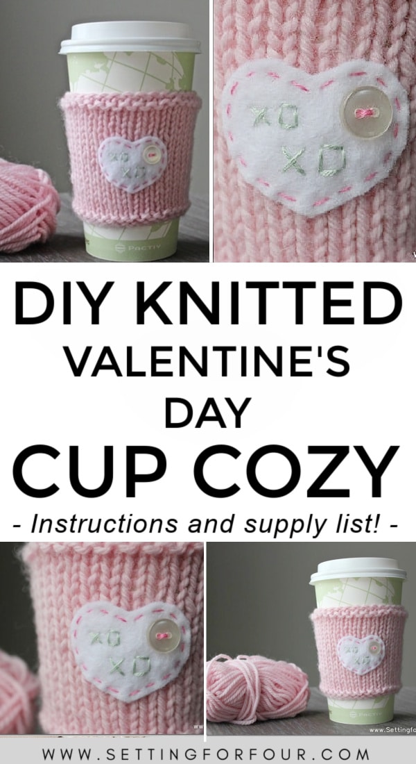 DIY Cup Cozy – Valentine DIY Gift Idea to knit