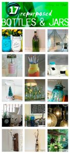 Don't throw out your leftover jars and bottles! Repurpose and upcycle them! Make these 17 GORGEOUS DIY projects for your home using Repurposed Bottles and Jars! Use them to create DIY decor projects, organization projects and storage ideas too!