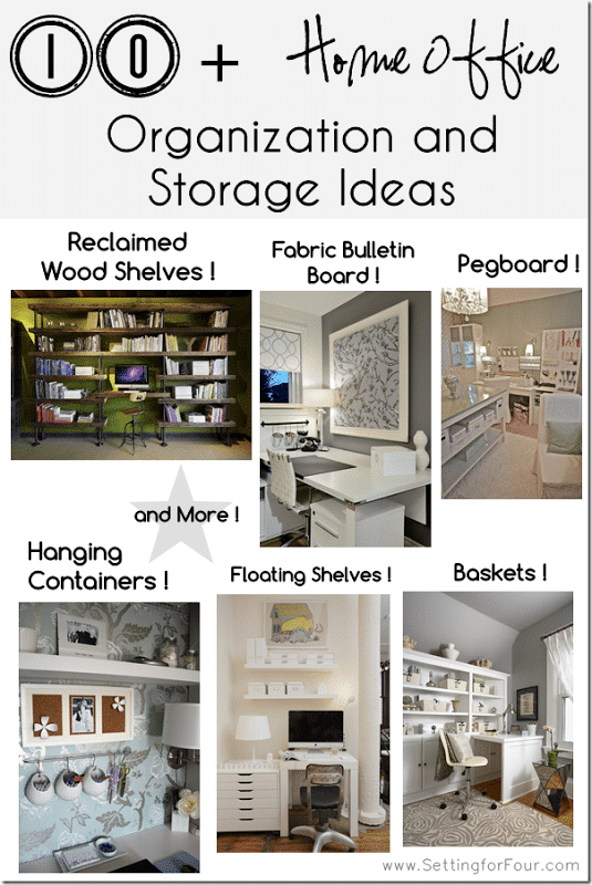 10 plus Helpful Home Office Storage and Organizing Ideas. Declutter and save time finding the things you need!