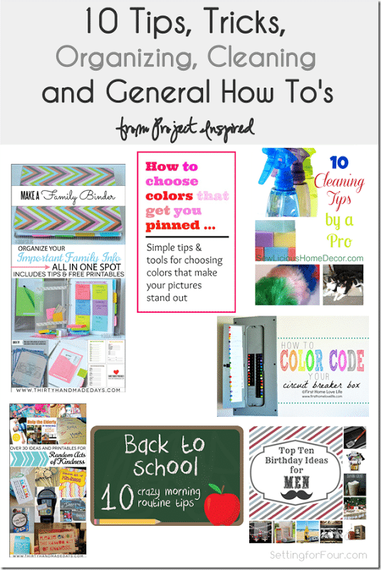 10 Tips, Tricks, Printables, Cleaning,Organizing and How To’s