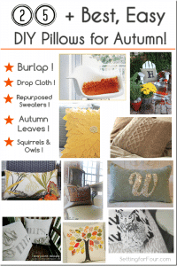 25 Plus easiest and best DIY Pillows for autumn! Decorate your home for Fall with throw pillows! www.settingforfour@gmail.com