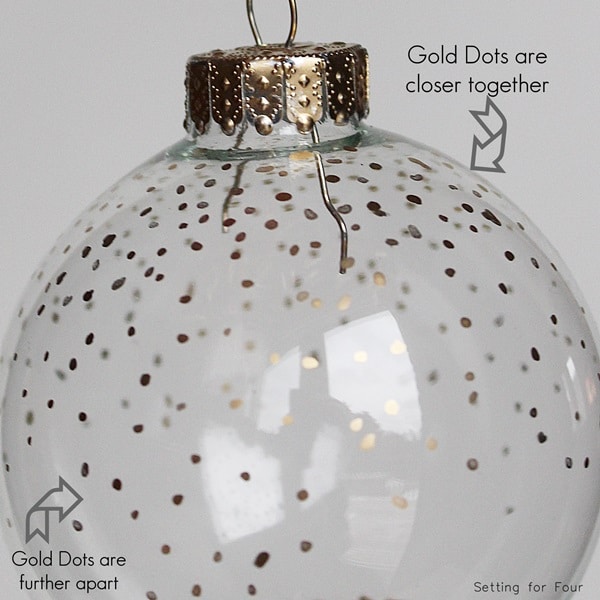 Make this gorgeous handmade Holiday Ornament in 5 Minutes! DIY Gold Bead Christmas Ornament to decorate your tree or use as a present topper. www.settingforfour.com