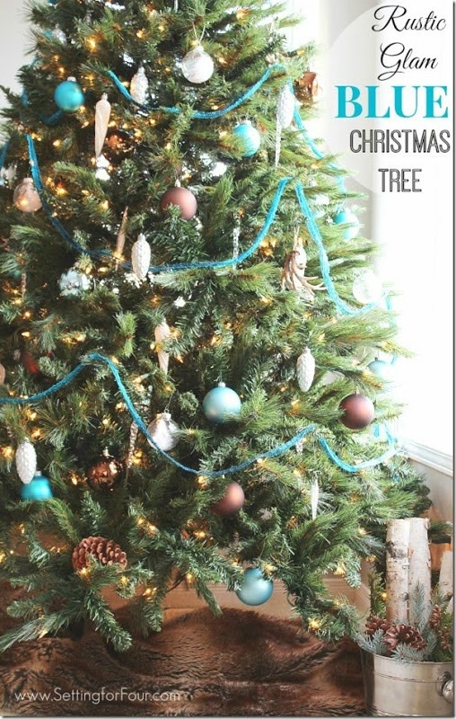 Navy and Green Christmas Tree - Christmas Tree Decor Ideas