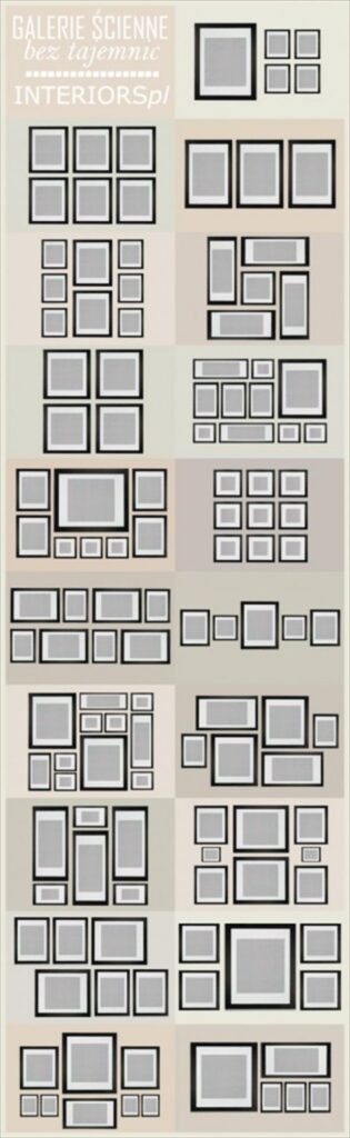 19 Gallery Wall Layout Ideas for the home, grid layouts, salon style layout ideas for frames of different sizes and shapes, art collection, photography wall art, interior design ideas