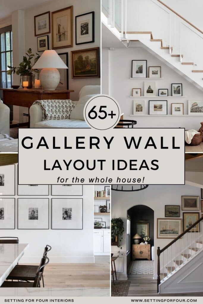 65 plus photo gallery wall layout ideas - easy decor tips to perfectly hang a collection of art, photos and pictures! tips from a True Color Expert and Designer. Staircase wall gallery wall ideas, living room gallery wall, family photo gallery wall ideas, decorate a large blank wall, decorate wall above the sofa, under staircase, hallway decor idea, kitchen wall decorating ideas,  wall decor inspiration