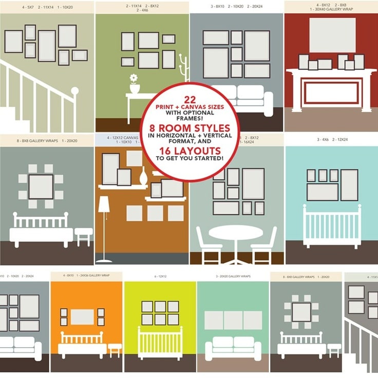 22 Gallery Wall Layout Ideas For Every Room In The House, 8 room styles, 16 layout ideas, measurement and art arrangement inspiration for the bedroom, living room, staircase, and more, interior design ideas