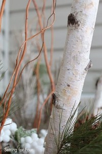 Birch branches decorate an urn