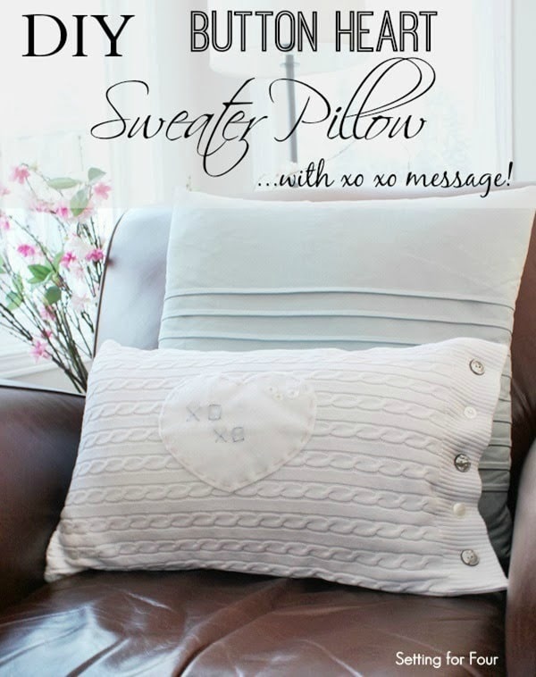 BEAUTIFUL AND COZY DIY HOME DECOR IDEA! Learn how to make this DIY Sweater Pillow! Tutorial instructions and supply list. #diy #pillow #gift #valentinesday #holiday #mothersday #birthday #tutorial #sewing #craft