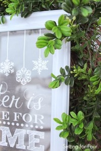 Framed Chalkboard Printable and boxwood Wreath