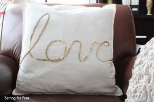 Living Room Decor with DIY Sequin Love Pillow