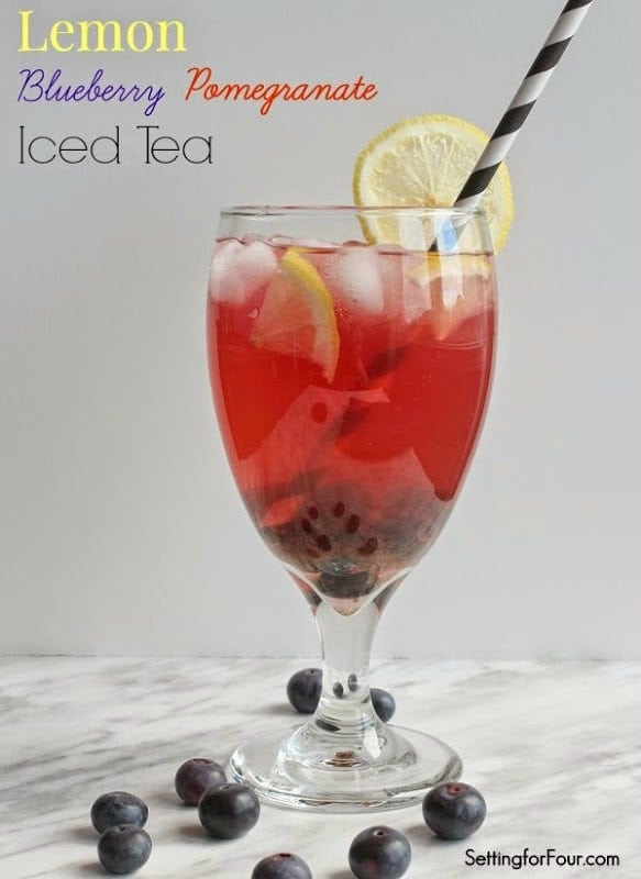 Lemon Blueberry Pomegranate Iced Tea Recipe! Fabulous thirst quencher and healthy too!