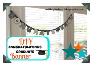 Make this EASY DIY Congratulations Graduate Banner to celebrate your teen's graduation in colors to match the theme of your graduation party! Includes craft tutorial instructions and supply list. No Cricut or Silhouette machine required!