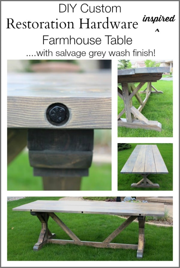 Make this DIY Restoration Hardware Inspired Table with Salvage Grey Wash Finish - for under $200! This is a custom design too! #3MDIY #3MPartner