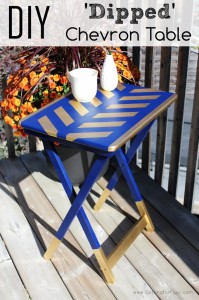 DIY Gold and Navy Dipped Chevron Table. www.settingforfour.com