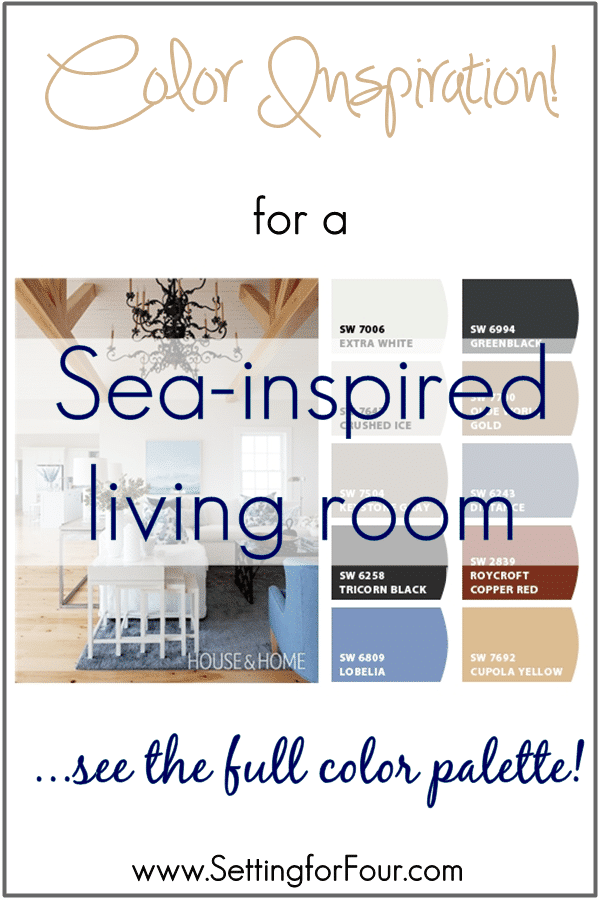 Coastal Style Living Room Color Palette - see the colors that make this room so cozy and relaxed!