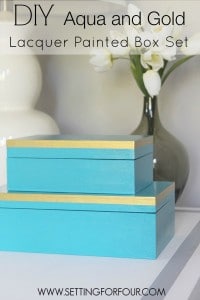 Stylish Storage! Make this Easy DIY Aqua and Gold Wood Box Set!