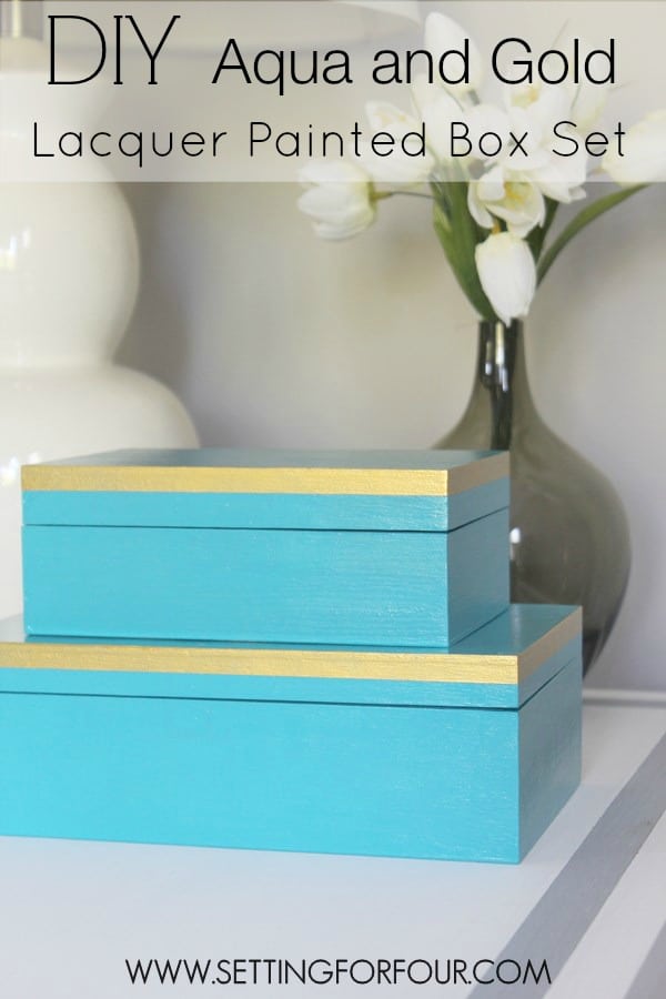 DIY Home Decor: Aqua and Gold Lacquer Paint Box Set - Setting For Four  Interiors