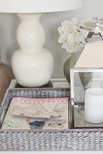DIY Home Decor Idea:  Paint a tray with a grey wash finish for a weathered, beach inspired look! Trays are fabulous for storing, organizing and styling rooms, update one in this distressed gray color.er
