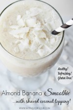 Make this refreshing Almond Banana Smoothie with Shaved Coconut Topping #SilkSmoothies #sp