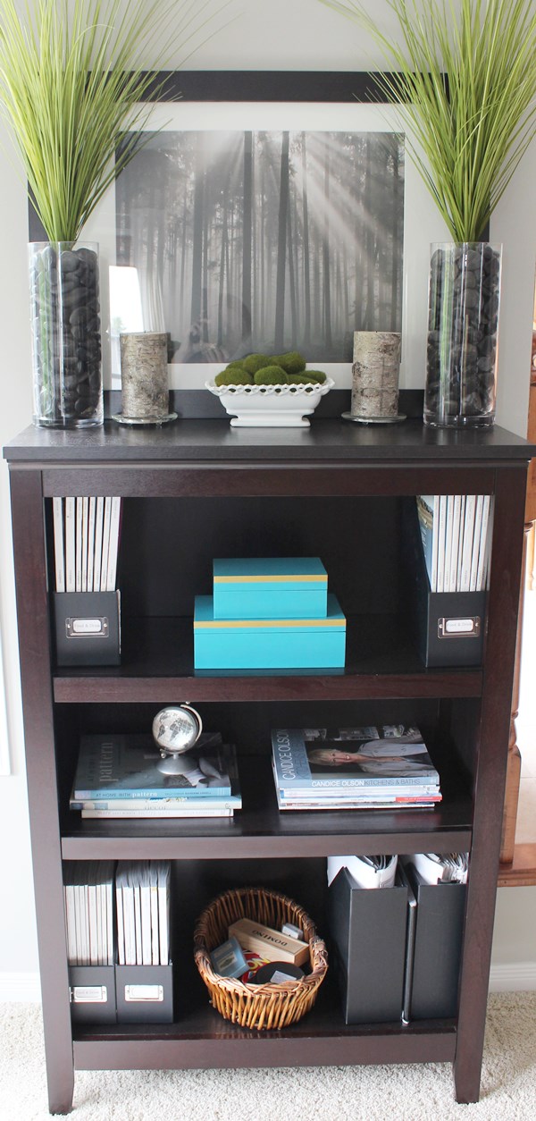 Make over a Shelving Unit with fabric - quick and easy!