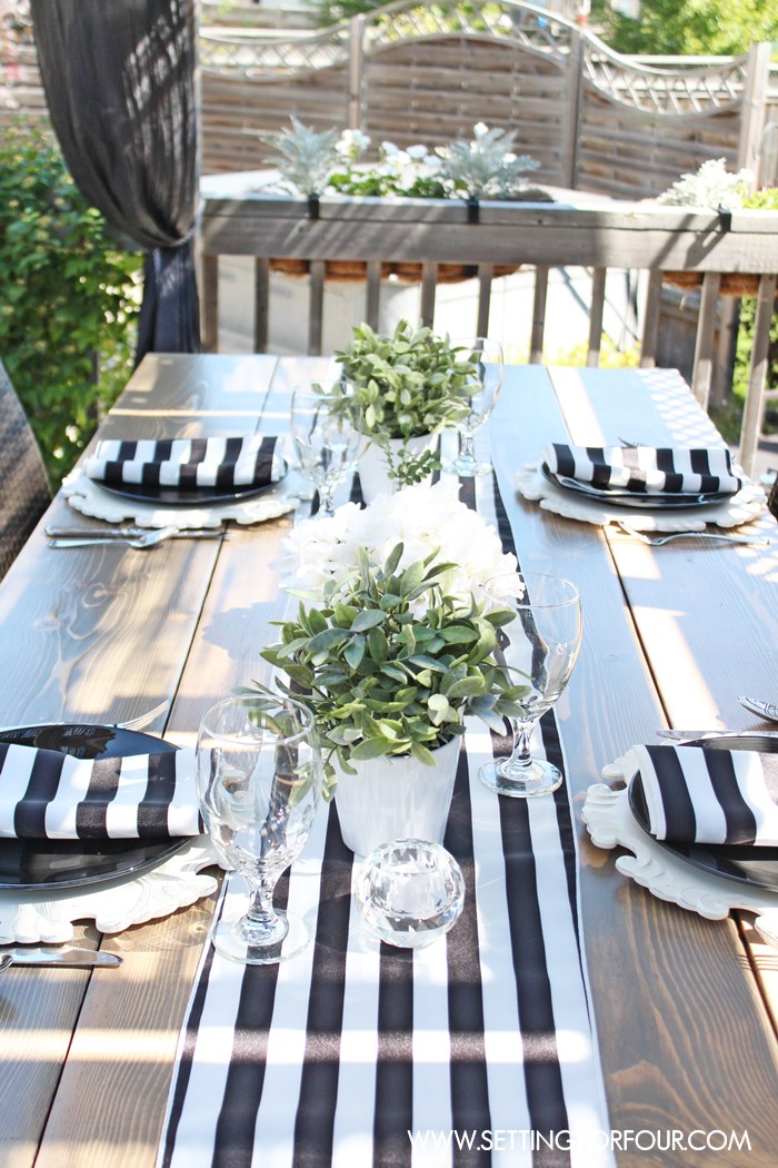 Black and White Stripe Table Setting