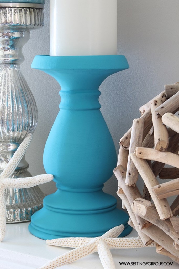 Chalky Finish DIY Painted Candle Holders Setting For Four Interiors