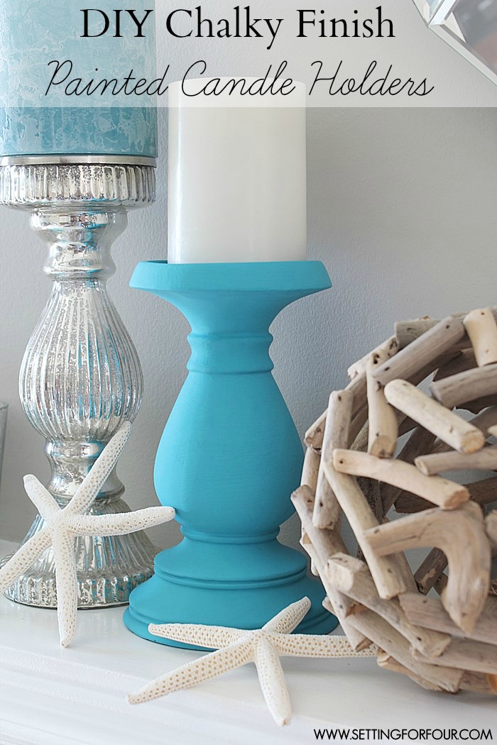 DIY Chalky Finish Painted Candle Holders | www.settingforfourcom