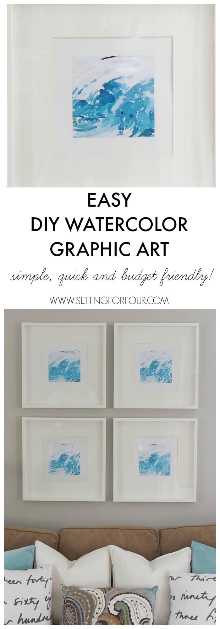 Easy DIY Watercolor Graphic Wall Art | www.settingforfour.com