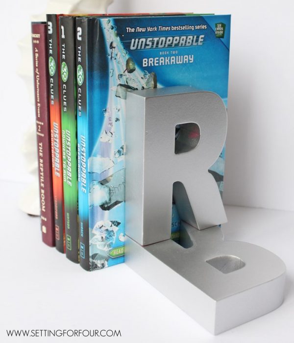 Easy DIY Monogram Book Ends For Kids Setting For Four Interiors