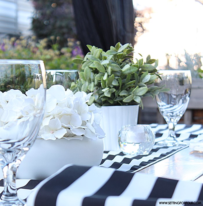 Black and White Stripe Table Setting