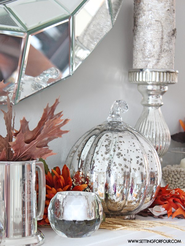 Fall Mantel Decor Ideas - see how I decorated my mantel for fall! | www.settingforfour.com