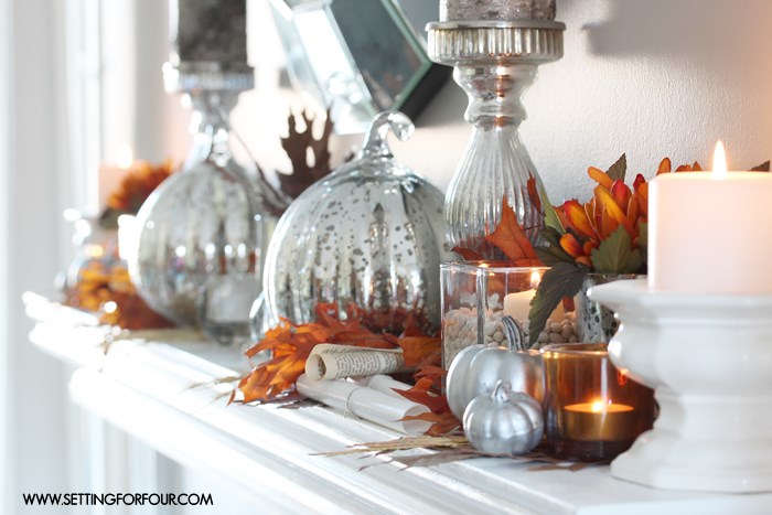Fall Mantel Decor Ideas - see how I decorated my mantel for fall! | www.settingforfour.com