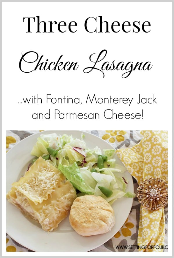 Three Cheese Chicken Lasagna Recipe | www.settingforfour.com