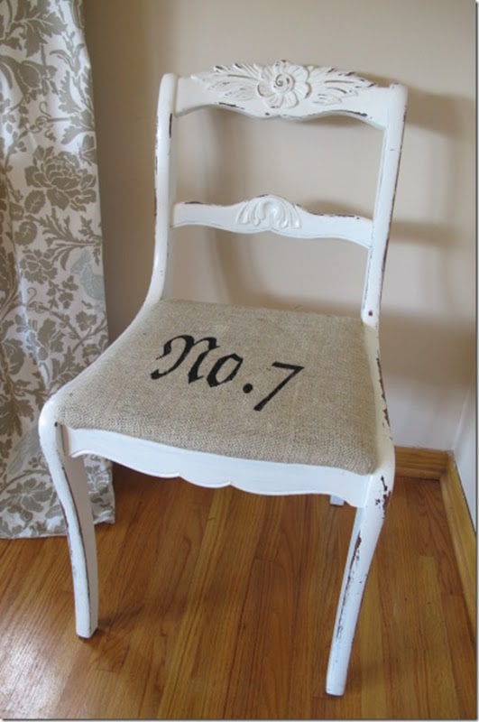  Burlap and Stencil Chair 