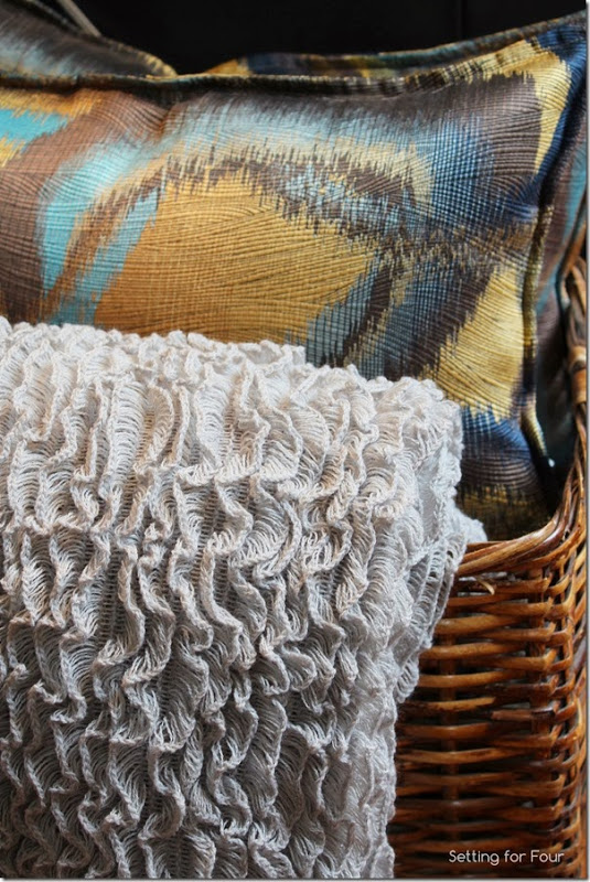 Decorate your home the easy way with a Basket of pillows and a throw. Decorate your home the easy way with a Basket of pillows and a throw.