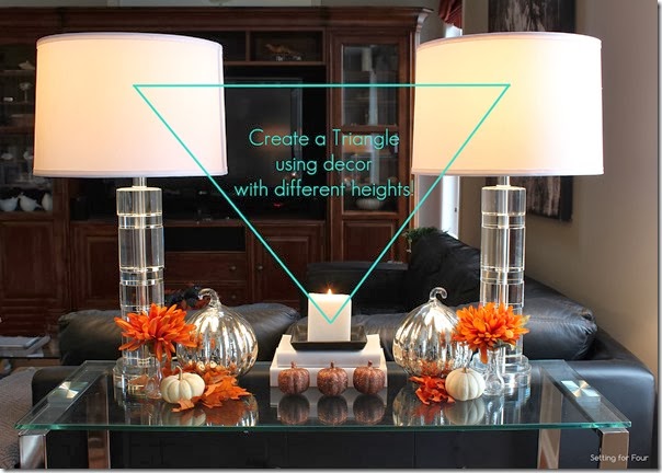 Decor tips: How to create a Fall Vignette using the Triangle technique. Decor tips: How to create a Fall Vignette using the Triangle technique.