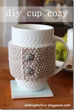 How to make a DIY Cup Cozy from Setting for Four. #diy #gift #cup #cozy