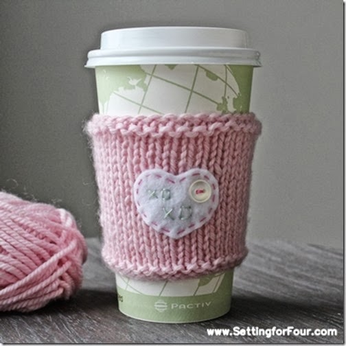 Make a Embroidered Cup Cozy from Setting for Four #diy #up #cozy #knit