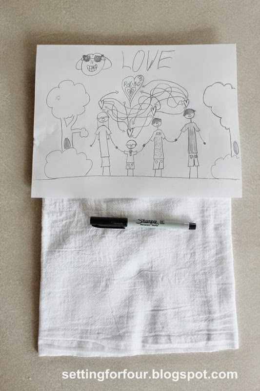 Personalised Tea Towel Children's Drawing Gift Gift From Kids Kids