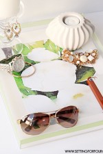 Great tutorial to make a DIY Lucite Tray for under $15! Add DIY Watercolor Art to it using the fun Waterlogue iPhone App! | www.settingforfour.com