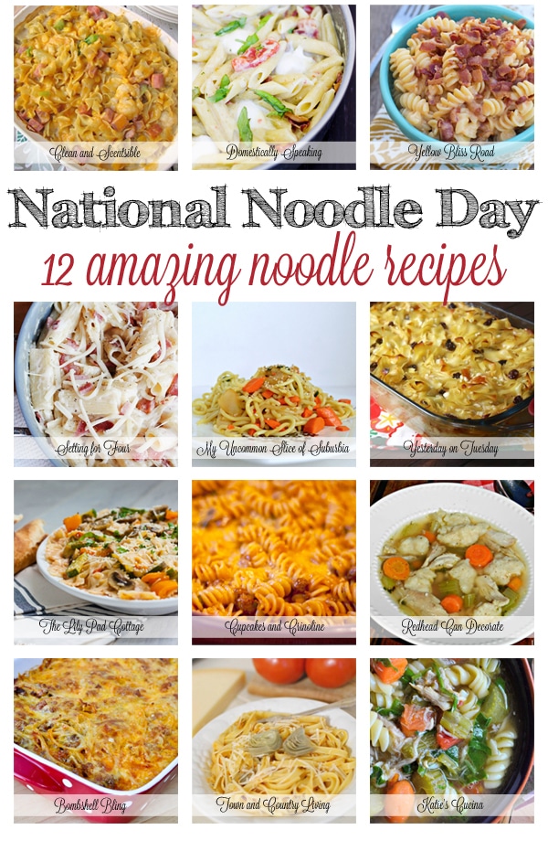 Make these 12 Delicious Noodle Recipes! Soups, One Pan Pasta recipes, casseroles, desserts and more! Celebrate National Noodle Day | www.settingforfour.com