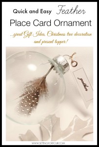 DIY Feather Place Card Ornament - so easy to make! | www.settingforfour.com