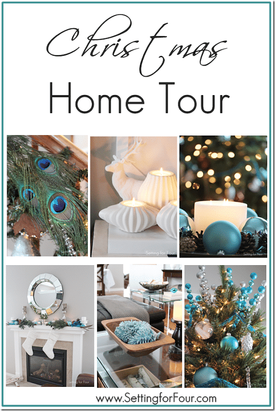 Welcome to my Christmas Home tour! Lots of festive DIY holiday decor ideas. Aqua blue and teal Christmas decorating ideas for every space in your house!