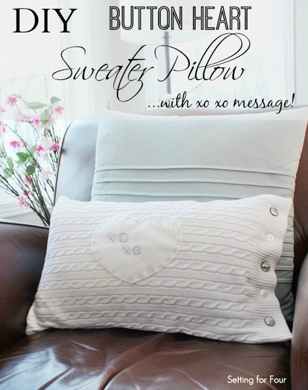 Button Sweater Pillow DIY Tutorial www.settingforfour.com